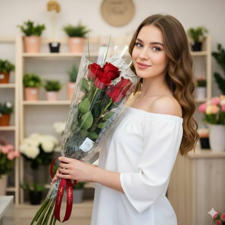 Букет из роз и зелени