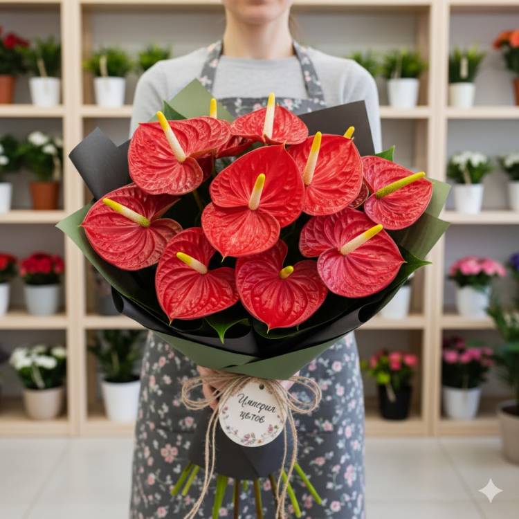 Букет из Антуриумов 9 шт Букет из Антуриумов 9 шт