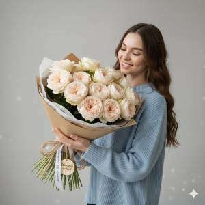 Пионовидные розы Keira "Нежное Прикосновение"