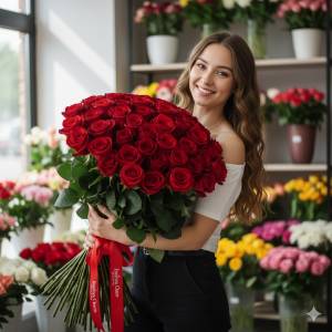 Букет из 15 красных роз 60 см