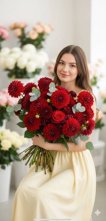 Букет с георгинами "Восторг" Букет с георгинами "Восторг"