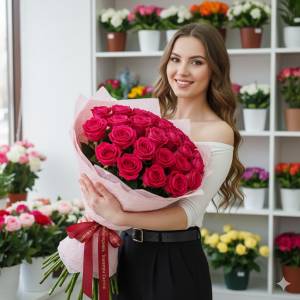 Букет из 15 розовых роз 60 см