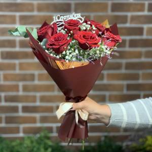 Букет на 1-е сентября, цвет розы на Ваш выбор