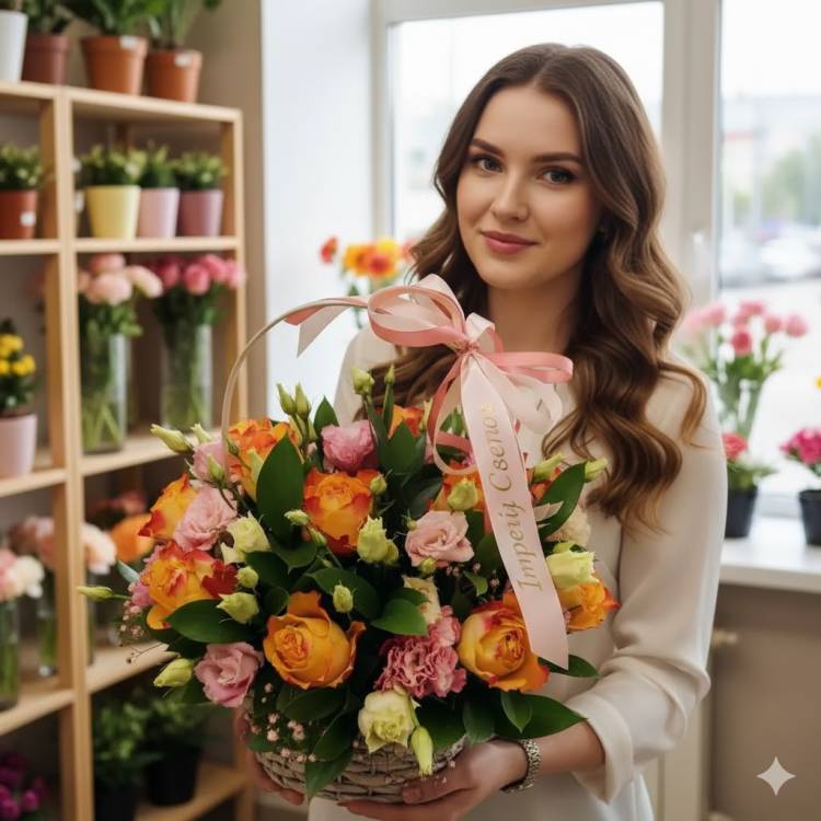 Корзина с розами кения